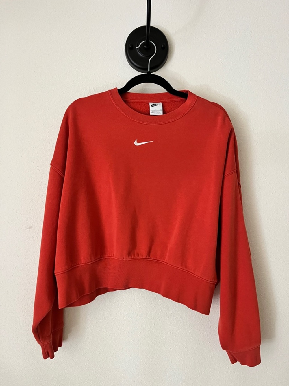 Nike Orange Phoenix Cropped Crew Sweatshirt with White Swoosh